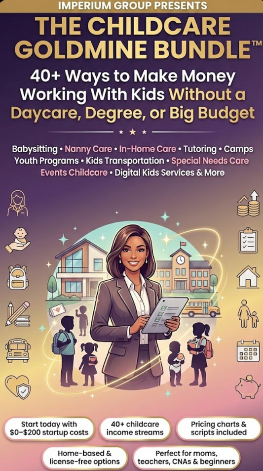 THE CHILDCARE GOLDMINE BUNDLE™ 40+ Ways to Make Money Working With Kids  No Daycare, No Degree, No Big Budget